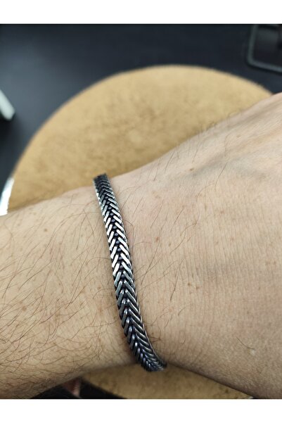 BİRİNCİHANE 925 Ayar Gümüş Bileklik Balıksırtı Zincir Model Kalın 21 cm 18 Gram