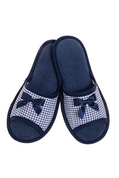 Amaryllis Slippers Γυναικείες Ανοιχτές Καρό Μπλε Υφασμάτινες Παντόφλες Αμαρυλ...