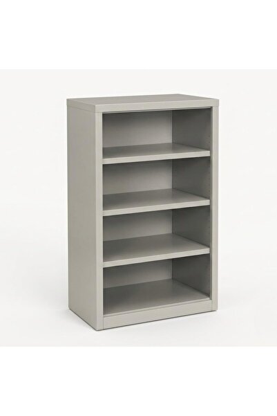 AL SAHIR GARMENT INDUSTRY L.L.C Heavy-Duty 4-Shelf Metal Storage Cabinet – 90cm Steel Bookcase for Home & Office, Adjustable Shelving Unit, Industrial Grey Open Shelf Organizer (60 x 40 x 90 cm)