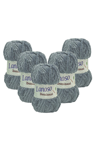 Lanoso Dominant 100 Gr 75 Mt 5 Pieces (953) Dark Gray 100% Polyester Microfib...