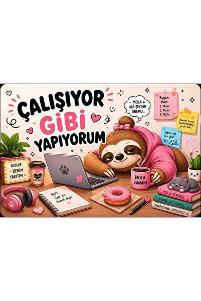 UĞURLU BİR BÖCEK Çalışıyor Gibi Yapıyorum Tembel Hayvan Mousepad – Komik Bask...