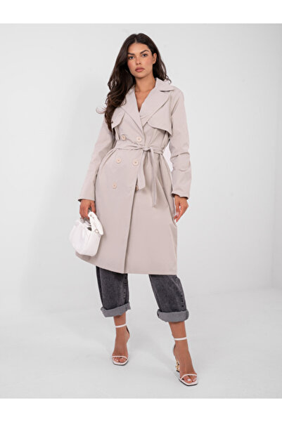 rue parıs Palton Dama, RUE PARIS, Poliester, Maneca lunga, Bej, model IT-FL88...
