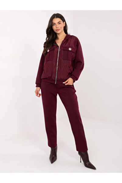 Italy Moda Women's Suit, ITALY MODA, Viscose, Long Sleeve, Bordeaux, model IT...