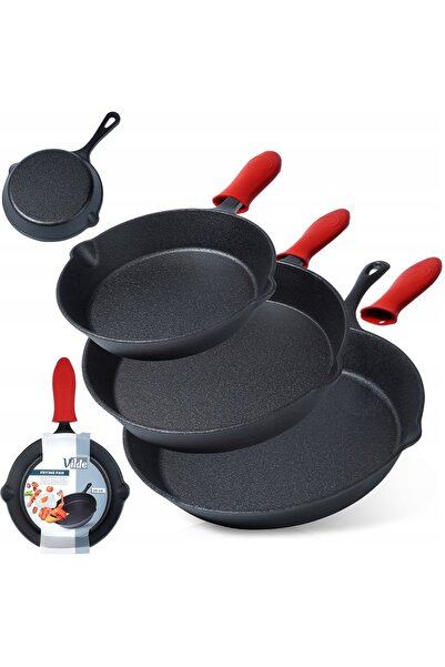 Vilde 3x Tigaie pentru gaz, inducție, grătar, focar, pentru cuptor 20 25 30 cm