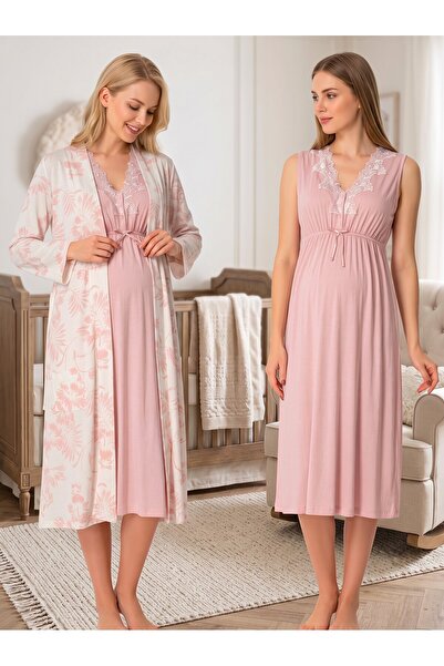 Lohusa Homewear مجموعة ملابس نوم للحوامل من نيو سيزون باللون الوردي للصيف، مز...