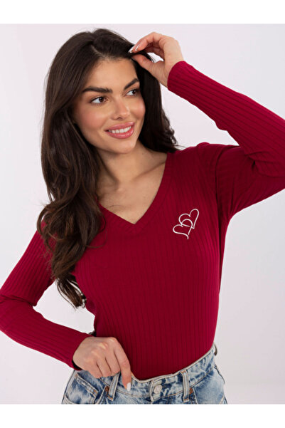 rue parıs Bluza Dama, RUE PARIS, Bumbac, Maneca lunga, Bordo, model RV-BZ-A10...