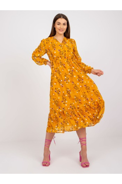rue parıs Rochie Dama, RUE PARIS, Bumbac, Rochie evazata, Galben inchis, mode...