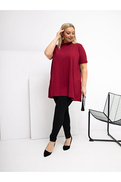 Relevance Bluza Dama, RELEVANCE, Bumbac, Maneca scurta, Bordo, model RV-BZ-79...