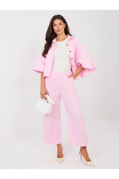 Italy Moda Women's Pants, ITALY MODA, Cotton, Light Pink, model IT-SP-FL9997.76