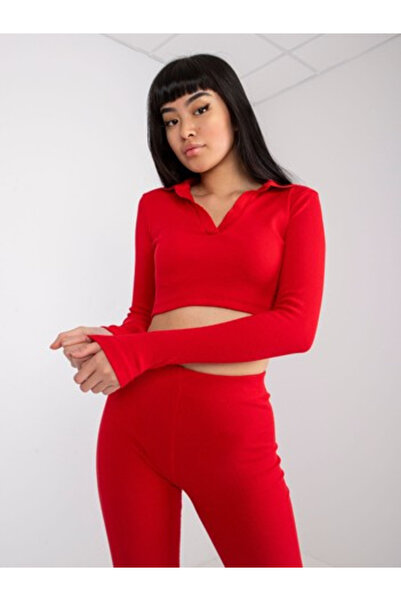 rue parıs Bluza Dama, RUE PARIS, Bumbac, Maneca lunga, Rosu, model RV-BZ-7563.02