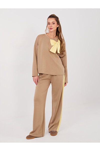 rue parıs Women's Suit, RUE PARIS, Polyester, Long Sleeve, Dark Beige, model ...