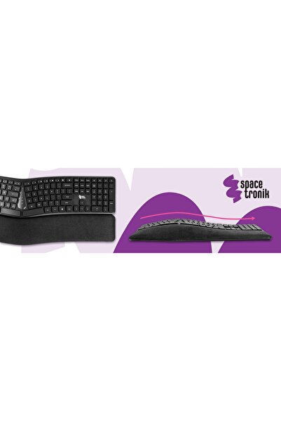 Spacetronik Tastatură ergonomică USB cu fir 1,5 m QWERTY cu membrană