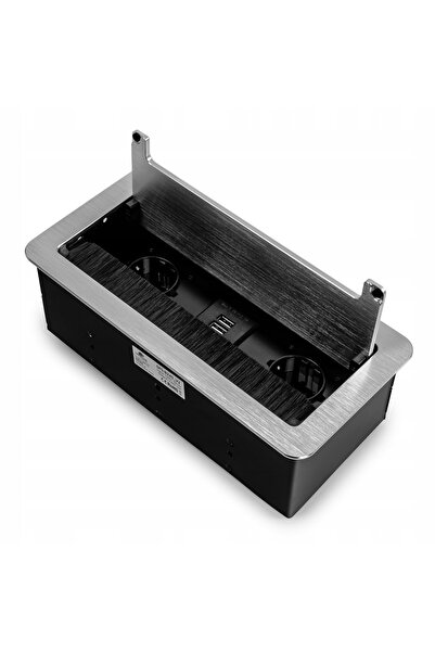 Spacetronik Priză de masă metalică pentru mobilier, tip conferință, 2x 230 V,...