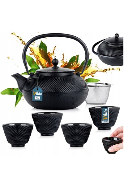 Vilde Ceainic cu infuzor și sită pentru ceai de plante, 1L + 4x cănițe