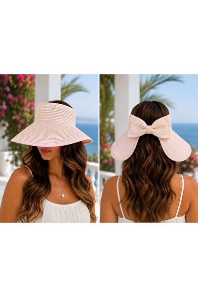 kuru Wide Foldable Straw Visor Hat with Bow