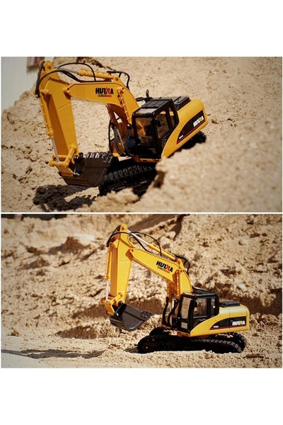 COİLTEK Mașină RC telecomandată, vehicul mare, excavator, galben, bobină meta...