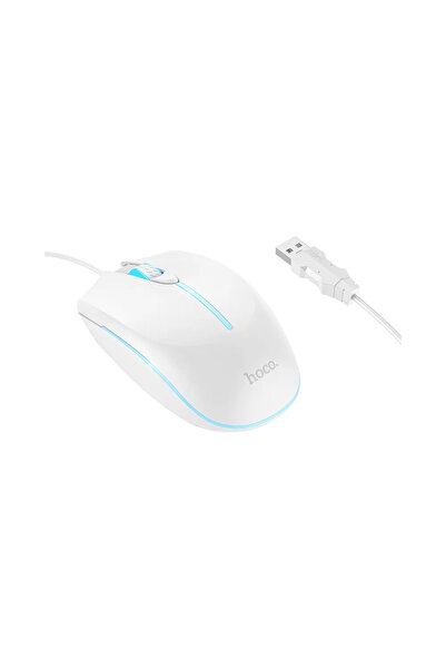 Hoco GM37 ενσύρματο ποντίκι USB-A, LED, 2400dpi, λευκό