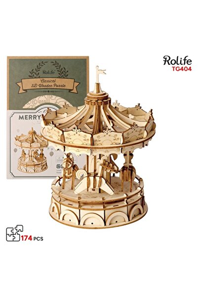Genel Markalar TG404 Atlı Karınca Merry-Go-Round DIY Minyatür Maket Model Ahş...