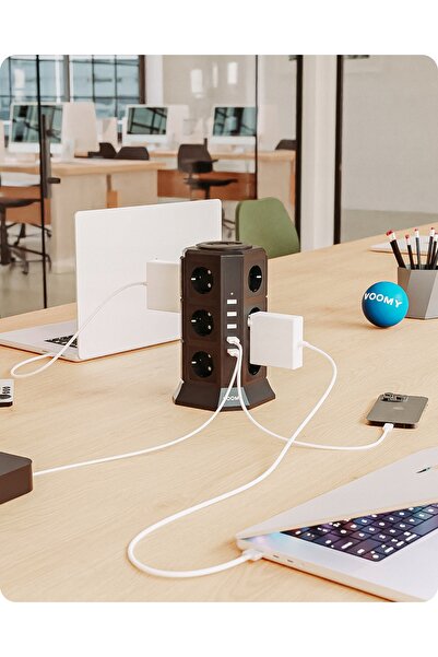 VOOMY Power S12 - Prelungitor tip turn cu 12 prize și 5 porturi USB
