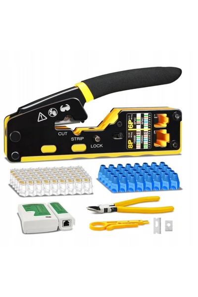 NO BRAND Set de unelte de rețea pentru conectori RJ45, tester, clește de sert...