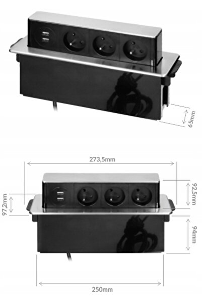 Orno Priză retractabilă de blat cu USB OR-GM-9009/B-G