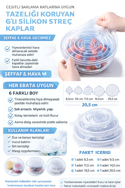 LOACANDLECO 6-Piece Transparent Silicone Stretch Food Storage Covers That Pre...