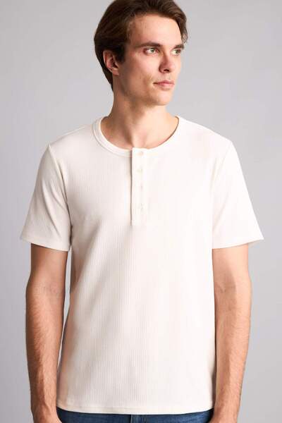 DeFacto Slim Fit Short Sleeve Navy Blue T-Shirt I3004Ax26Sp