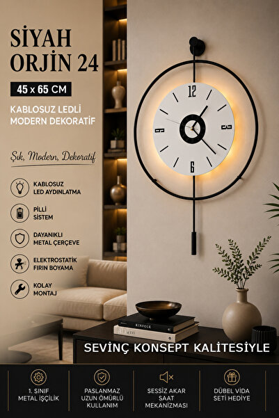 SEVİNÇ KONSEPT Ledli SİYAH Orjin 24 (Büyük Boy 45 x 65 Cm), Modern Dekoratif ...