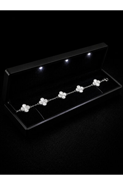 Nutly Accessories Işıklı Kutuda Çelik Yonca Model Bileklik Paslanmaz Çelik Za...