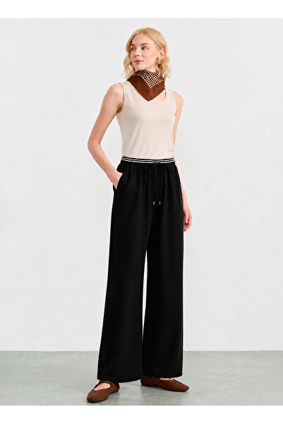 Selen Siyah Kadın %100 Keten Pantolon 26YSL5622