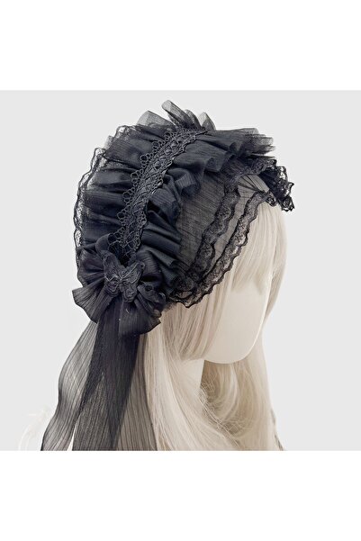 Choice4 black Veil style Headwear Women's Girls Harajuku Ruffled Floral Lace ...