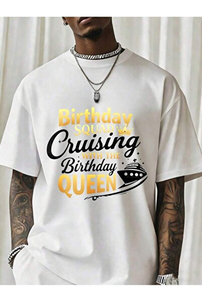 01THEONE تي شيرت Squad Cruising With The Birthday Queen مناسب للحفلات والرحلا...