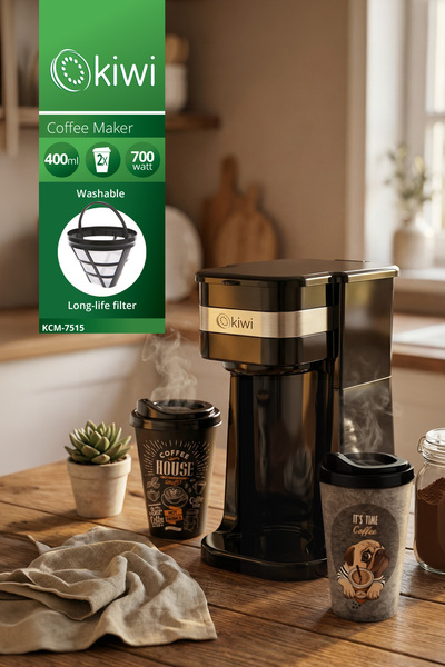 Kiwi KCM-7515 Filtre Kahve Makinesi | 2x400 ml Termal Mug & Sıcak Tutma & Yık...