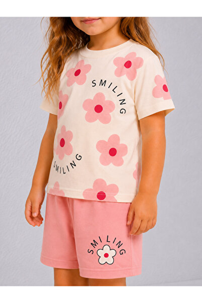 MİLANO KİDS Girl's Summer Shorts T-Shirt Top and Bottom Set