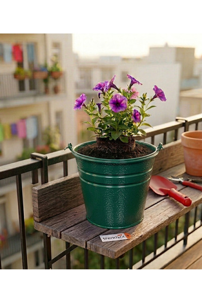 ÖZHEMMEKLER 5'li Metal Saksı Seti - Masaüstü ve Balkon Dekoratif Metal Saksı (18x13x15)