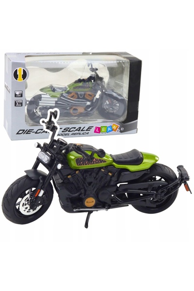 LeanToys Motocicletă Chopper Die-Cast Neagră cu Elemente Verzi 1:12