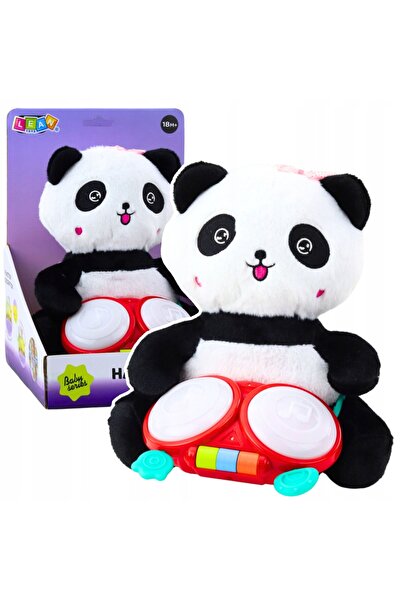 LeanToys Panda de pluș cu tamburini, mascotă de îmbrățișat, lumini și sunete