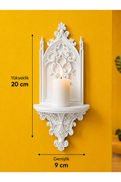Gothic Cathedral Wall Candlestick Holder | Decorative Candle Holder | Wall Mounted Gothic Wall Decor | 20x9cm