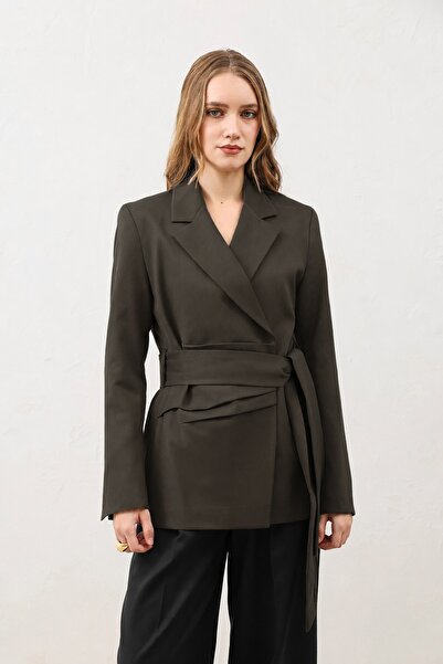 Antioch Brown Bodycon Belted Women's Blazer Jacket