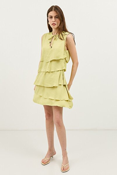 Antioch Yellow Ruffled Women's Mini Dress