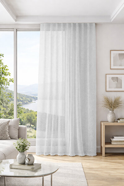 Premier Home Amber Ecru Custom Size Tulle Curtain 220X260 1X2.5 Pleat