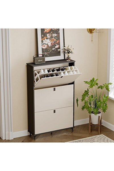 Generic Shoe Rack with 3 Flip Drawers 82cm, Home Modern Shoe Cabinet with Hid...
