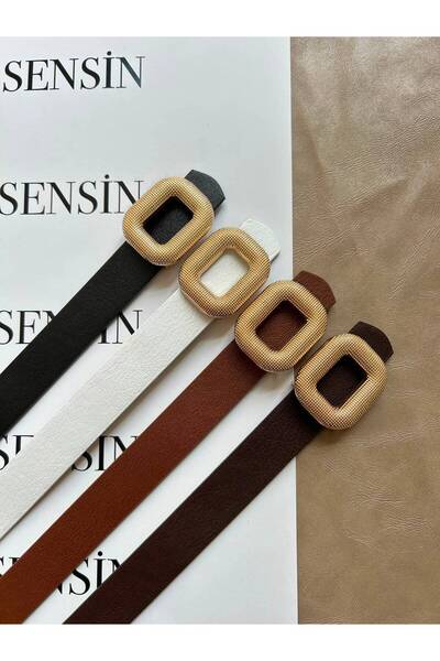 LİA KEMER 4-Pack Lord Oval Gold Buckle Belt Waist Belt Jacket Belt Dress Belt...