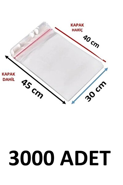 MTKardeşler 3000 Pieces 30 X 40+5 cm Adhesive Transparent Glossy Opp Bags Dow...