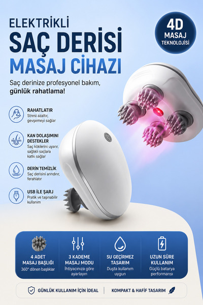 Rabbit Tech Silikon Başlıklı Saç ve Cilt Derisi Masaj Aleti