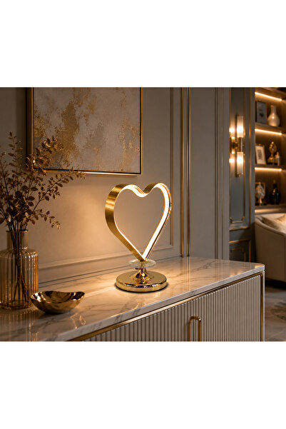 TT AYDINLATMA Tt901-Ml-Elk-Fsr (Yellow Light Led) Heart Model Crystal Stone F...