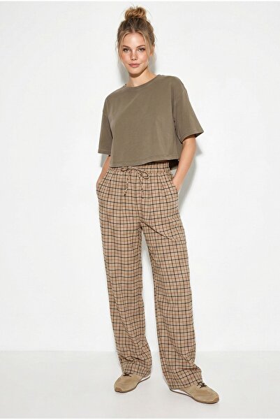 Hiccup LUCCI Pantaloni Damă Largi Cu Model În Carouri