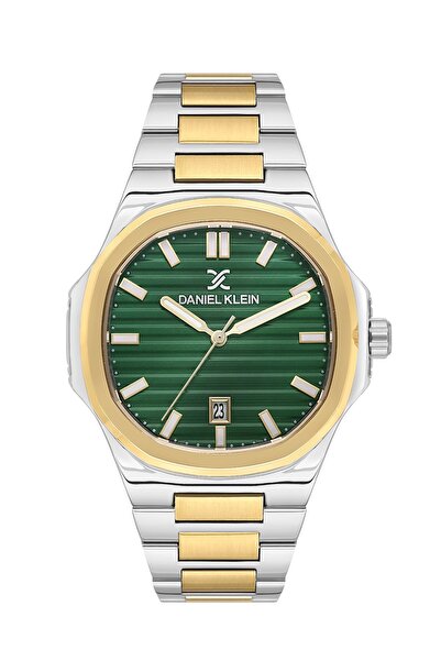 Daniel Klein Dial Green Strap Gold Silver Color Gift Boxed Calendar Men's Wri...