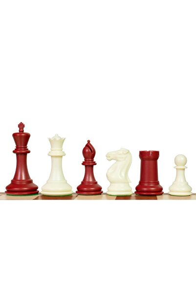 Sunrise Chess & Games Exclusive Staunton chess pieces No. 6, white/red, with ...