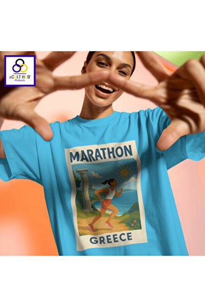 eCult Hub eC T-shirt Marathon 8 - Σιέλ (έντονο γαλάζιο)